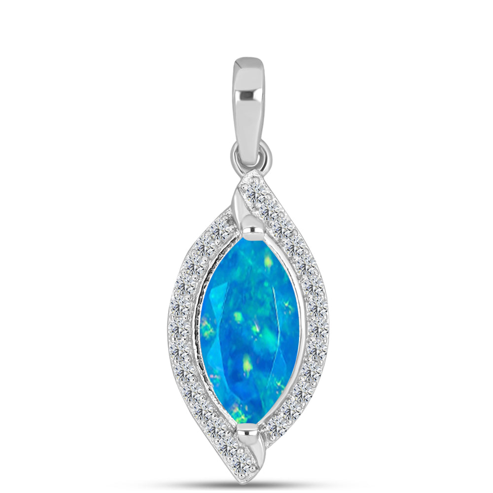 Colgante de Plata con Ópalo Azul Paraiba de Etiopía y Topacio Blanco 1 