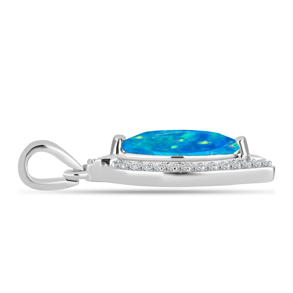 Colgante de Plata con Ópalo Azul Paraiba de Etiopía y Topacio Blanco 2 