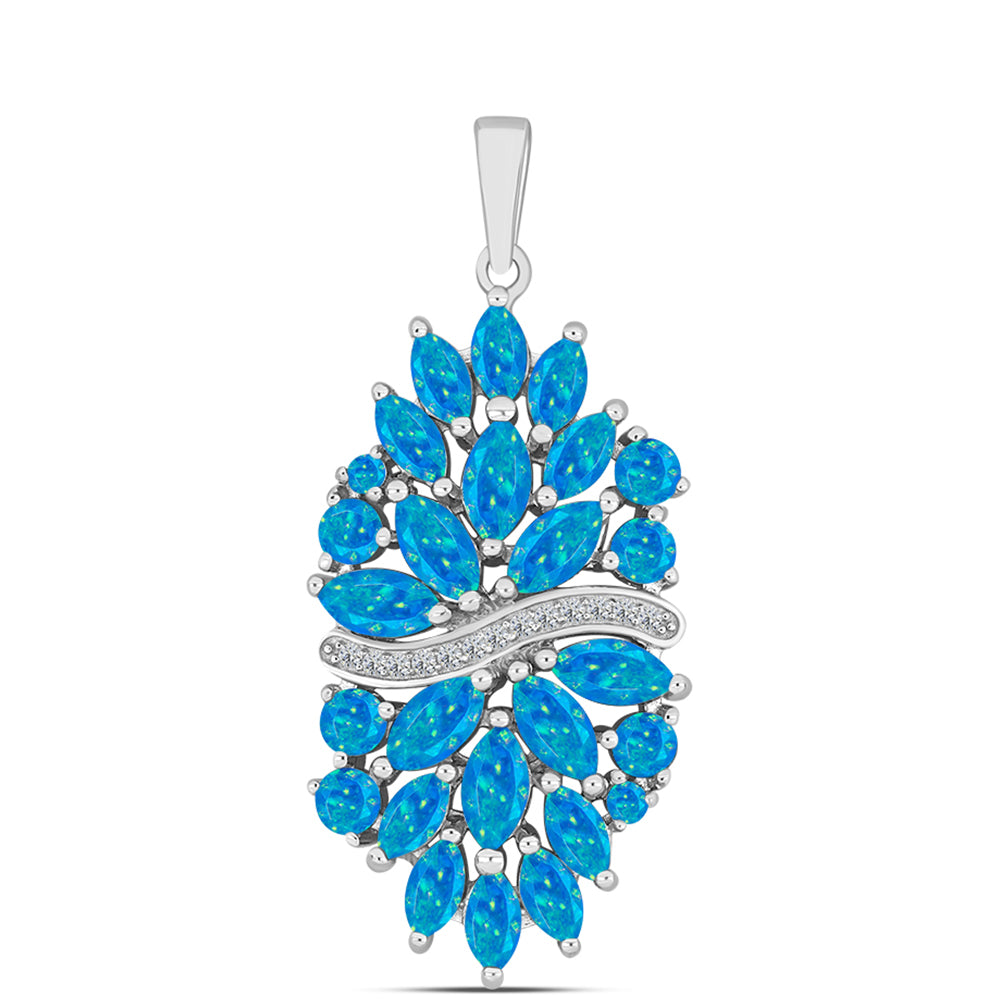 Colgante de Plata con Ópalo Azul Paraiba de Etiopía y Topacio Blanco 1 