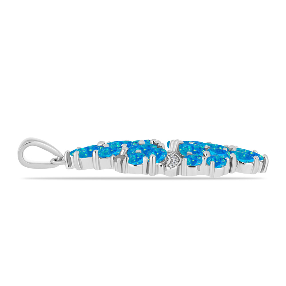 Colgante de Plata con Ópalo Azul Paraiba de Etiopía y Topacio Blanco 2 
