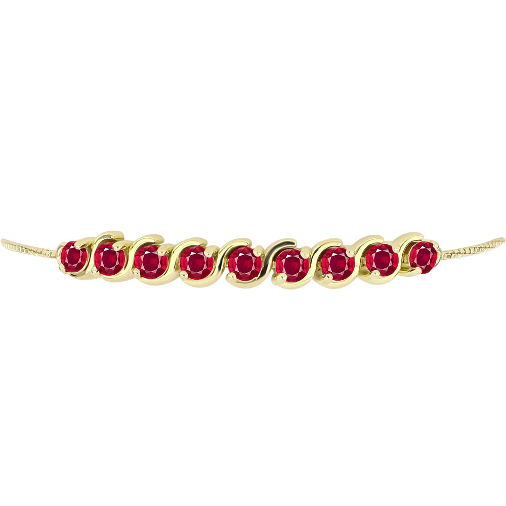 Pulsera de Plata Bañada en Oro con Rubí de Madagascar