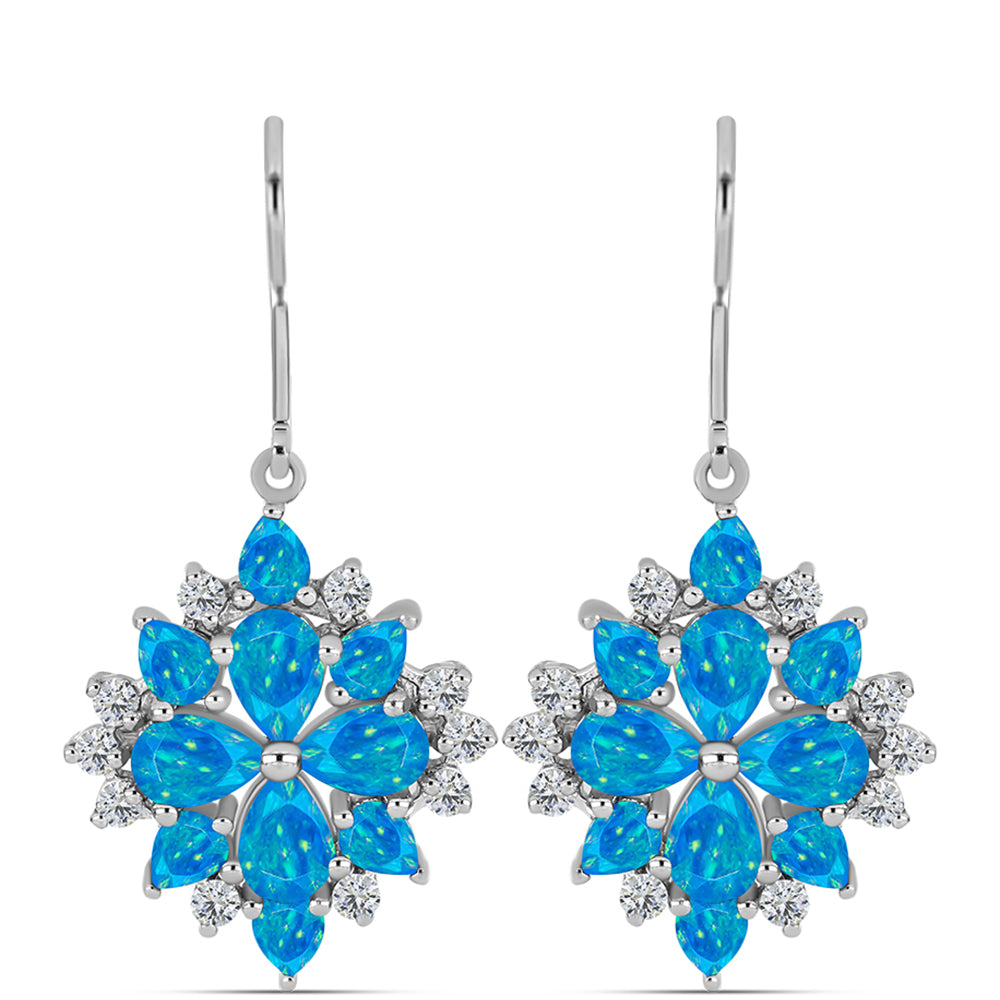 Pendientes de Plata con Ópalo Azul Paraiba de Etiopía y Topacio Blanco