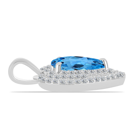 Colgante de Plata con Topacio Azul Suizo y Topacio Blanco