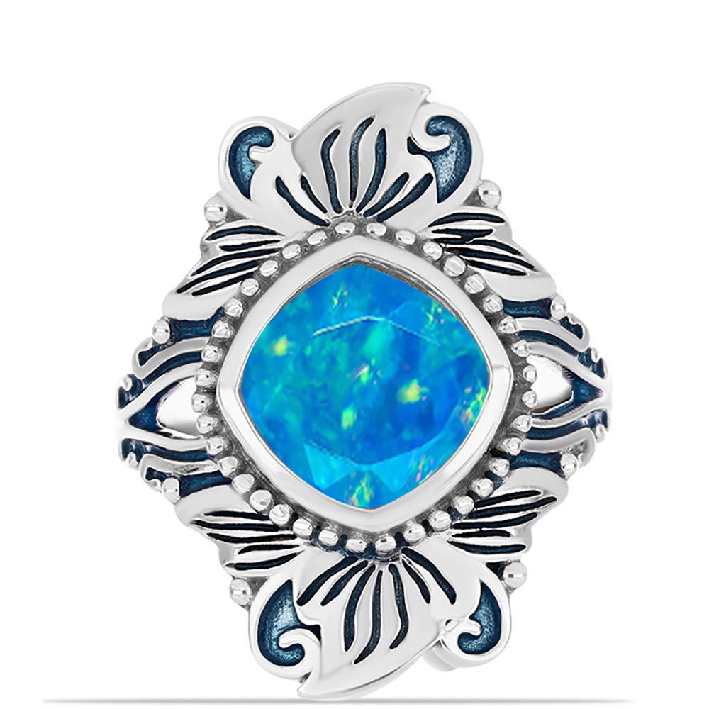 Anillo de Plata con Ópalo Azul Paraiba de Etiopía 1 