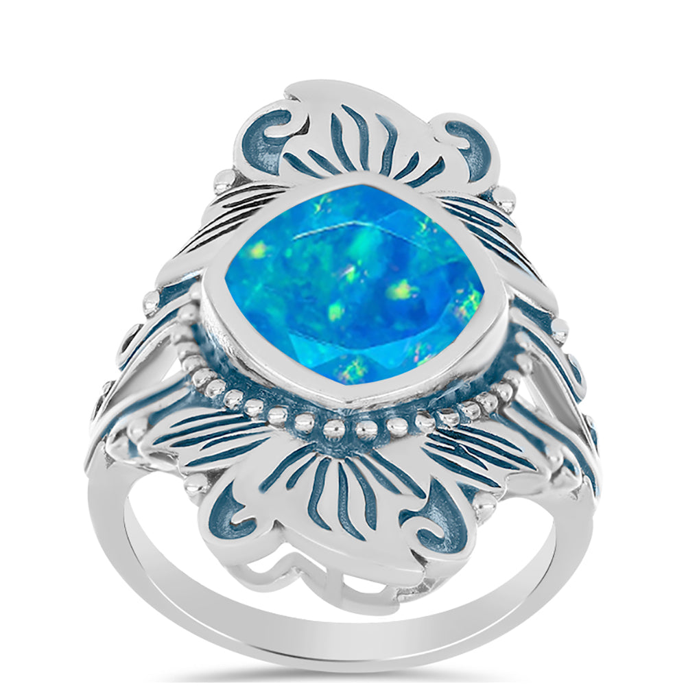 Anillo de Plata con Ópalo Azul Paraiba de Etiopía 3 