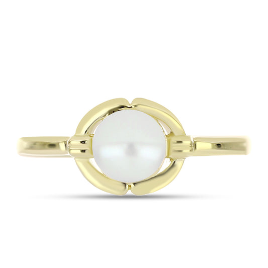 Anillo de Plata Bañada en Oro con Perla de Agua Dulce