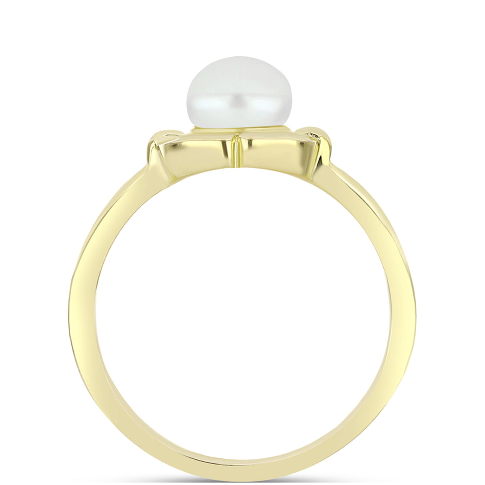Anillo de Plata Bañada en Oro con Perla de Agua Dulce 2 