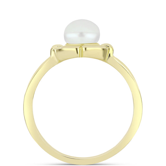 Anillo de Plata Bañada en Oro con Perla de Agua Dulce