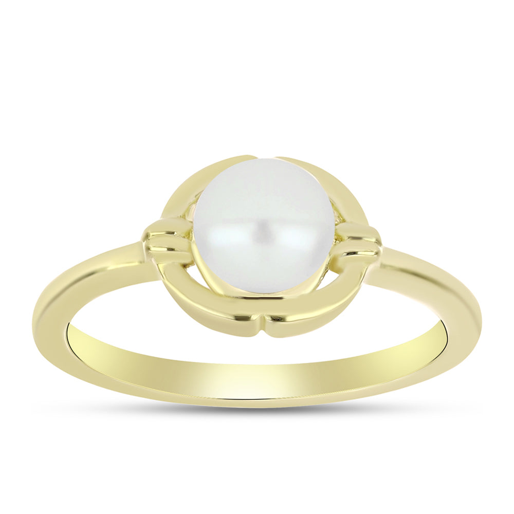 Anillo de Plata Bañada en Oro con Perla de Agua Dulce 3 