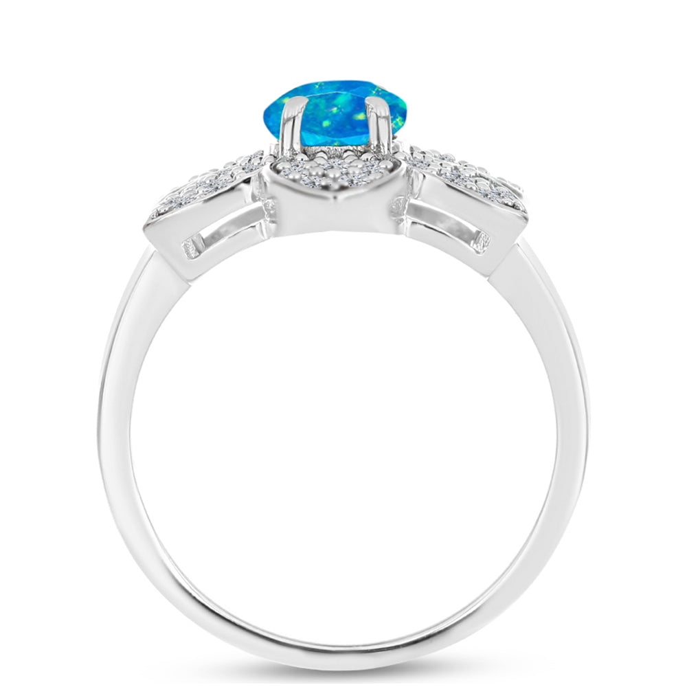 Anillo de Plata con Ópalo Azul Paraiba de Etiopía y Topacio Blanco