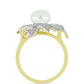 Anillo de Plata Bañada en Oro con Perla de Agua Dulce y Topacio Blanco
