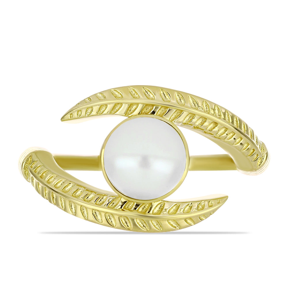 Anillo de Plata Bañada en Oro con Perla de Agua Dulce