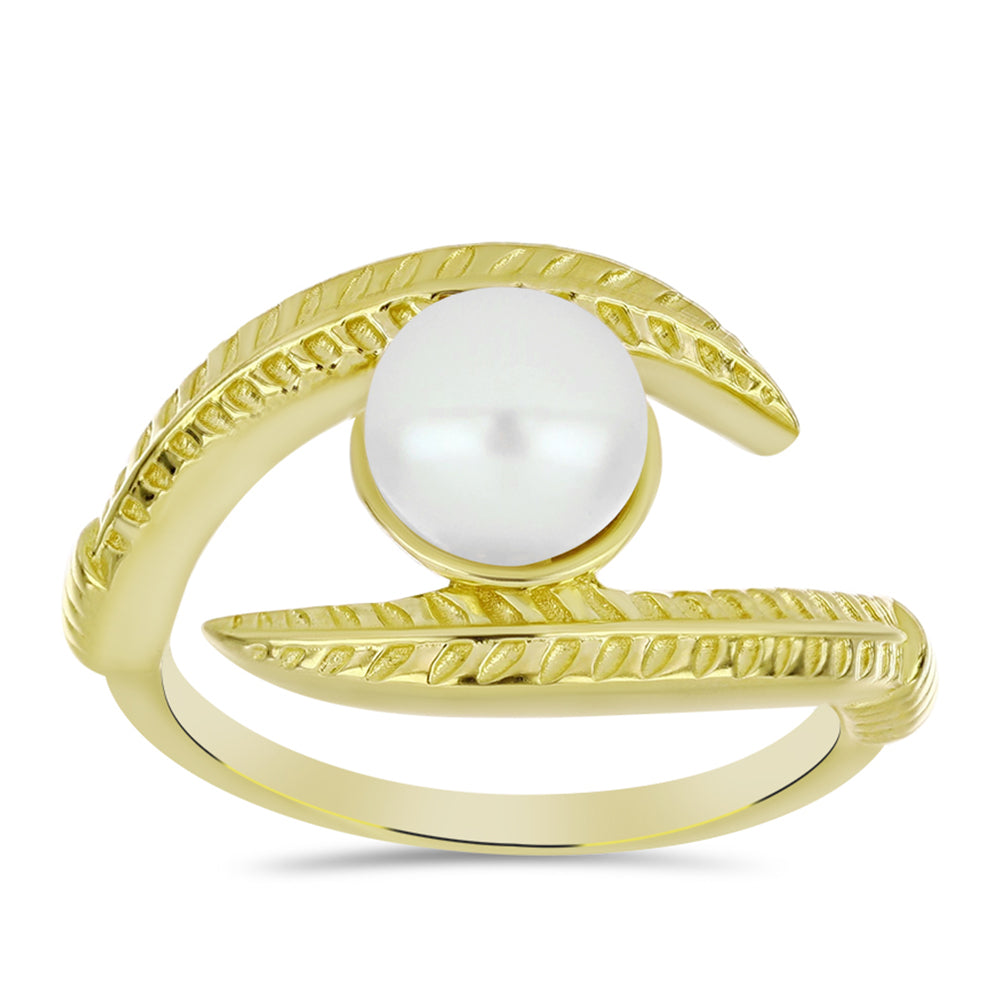 Anillo de Plata Bañada en Oro con Perla de Agua Dulce 3 