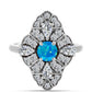 Anillo de Plata con Ópalo Azul Paraiba de Etiopía y Topacio Blanco