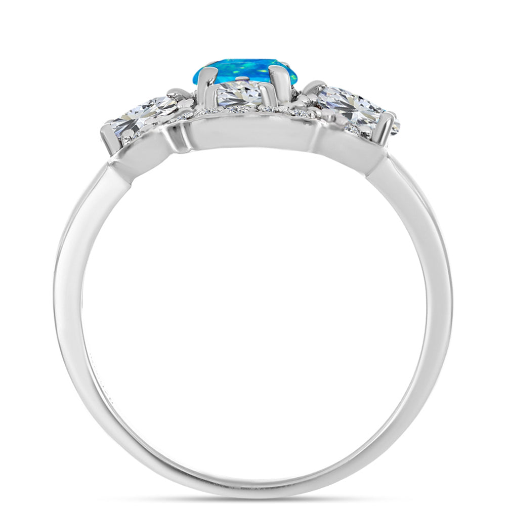 Anillo de Plata con Ópalo Azul Paraiba de Etiopía y Topacio Blanco