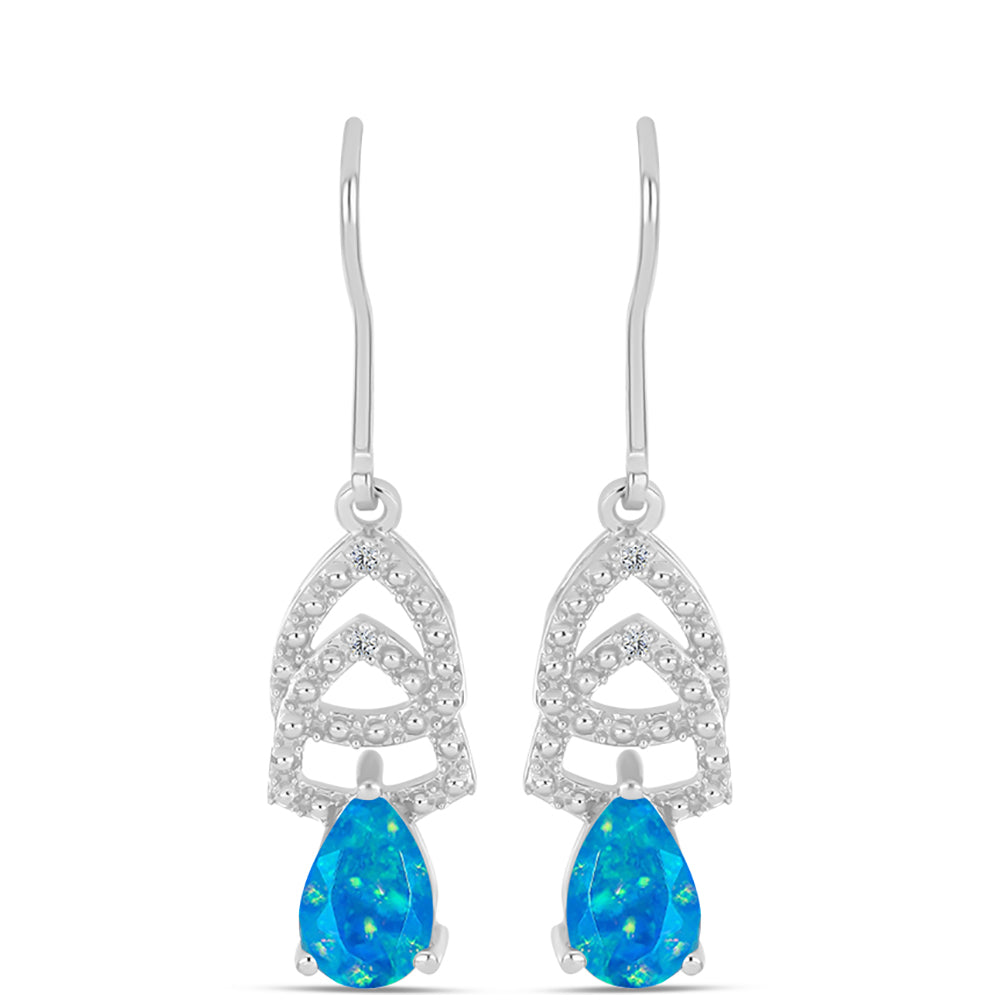 Pendientes de Plata con Ópalo Azul Paraiba de Etiopía y Topacio Blanco