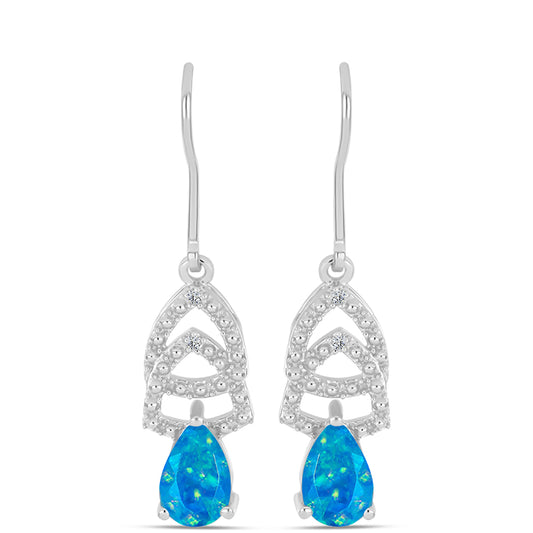 Pendientes de Plata con Ópalo Azul Paraiba de Etiopía y Topacio Blanco