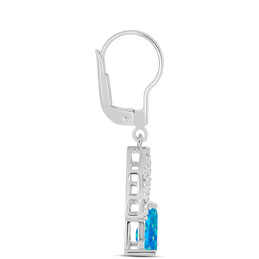 Pendientes de Plata con Ópalo Azul Paraiba de Etiopía y Topacio Blanco