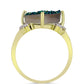Anillo de Plata Bañada en Oro con Drusa Verde y Topacio Blanco