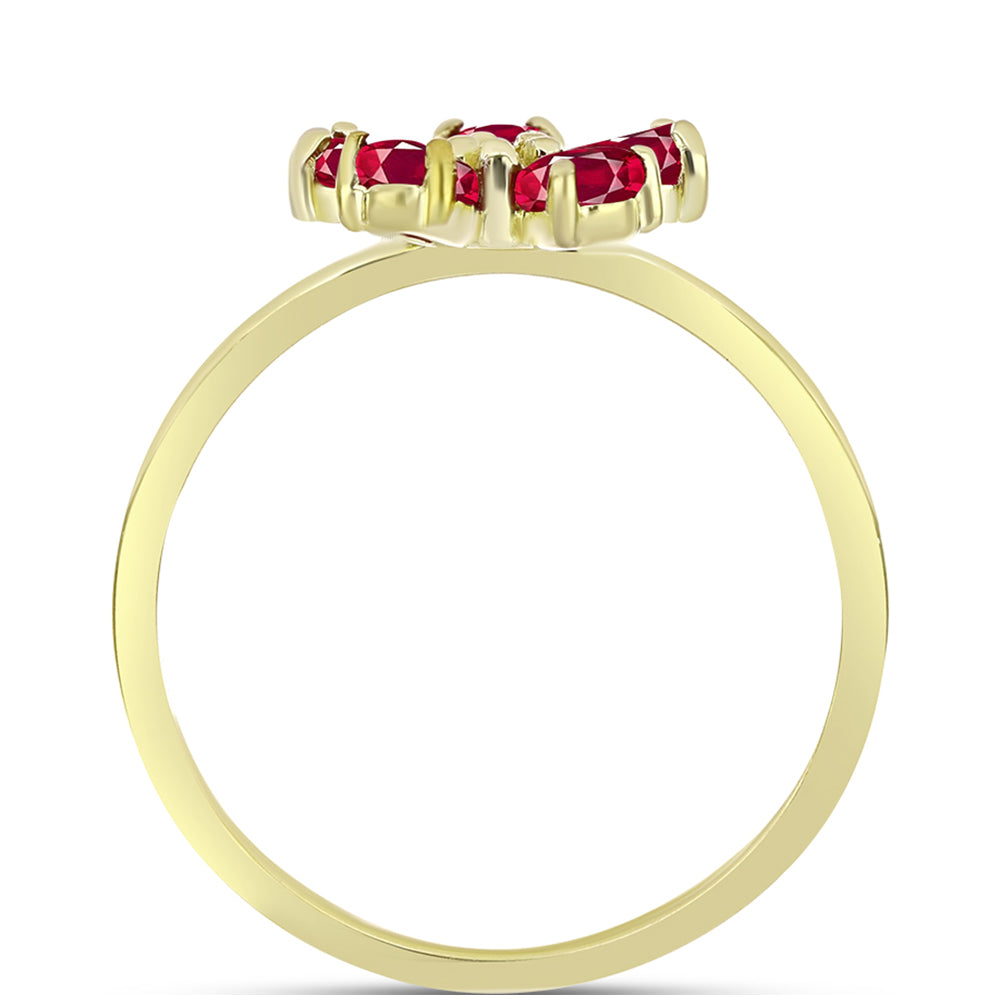 Anillo de Plata Bañada en Oro con Rubí de Madagascar y Topacio Blanco