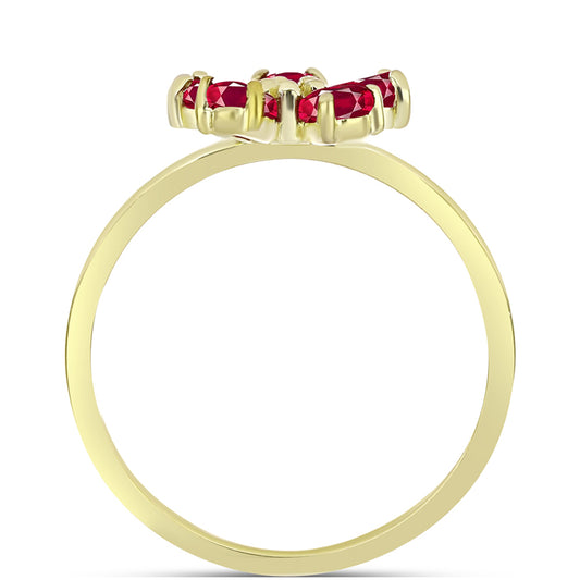 Anillo de Plata Bañada en Oro con Rubí de Madagascar y Topacio Blanco