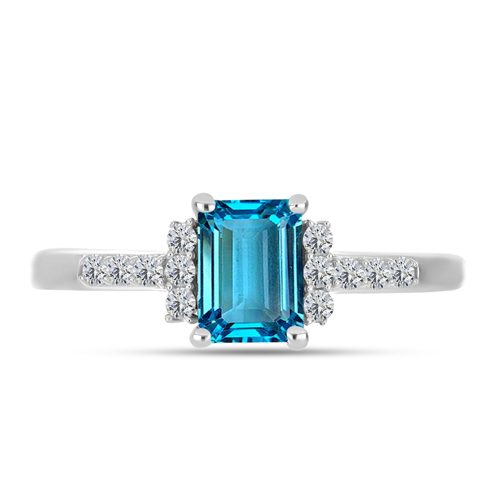 Anillo de Plata con Topacio Azul Suizo y Topacio Blanco 1 