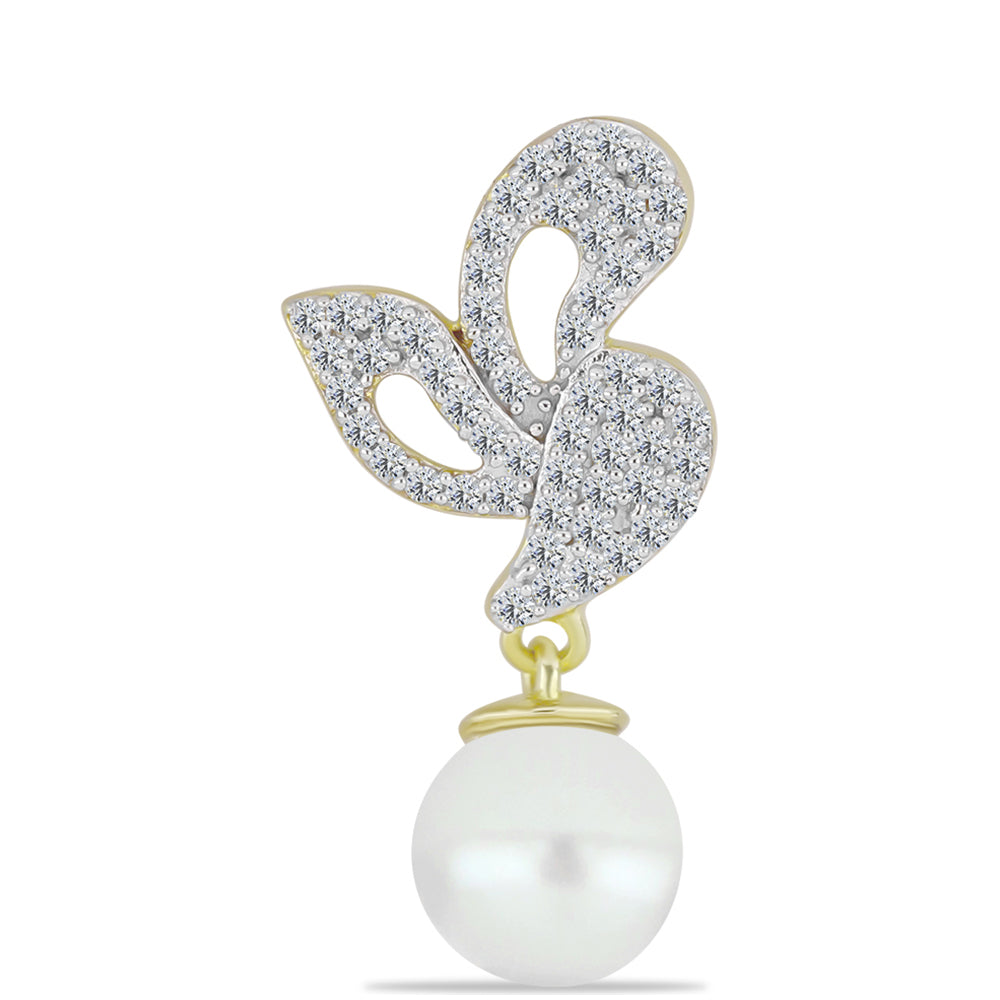 Colgante de Plata Bañada en Oro con Perla de Agua Dulce y Topacio Blanco 1 
