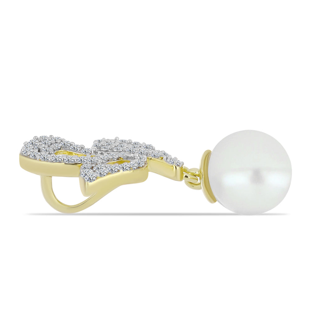 Colgante de Plata Bañada en Oro con Perla de Agua Dulce y Topacio Blanco