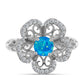 Anillo de Plata con Ópalo Azul Paraiba de Etiopía y Topacio Blanco
