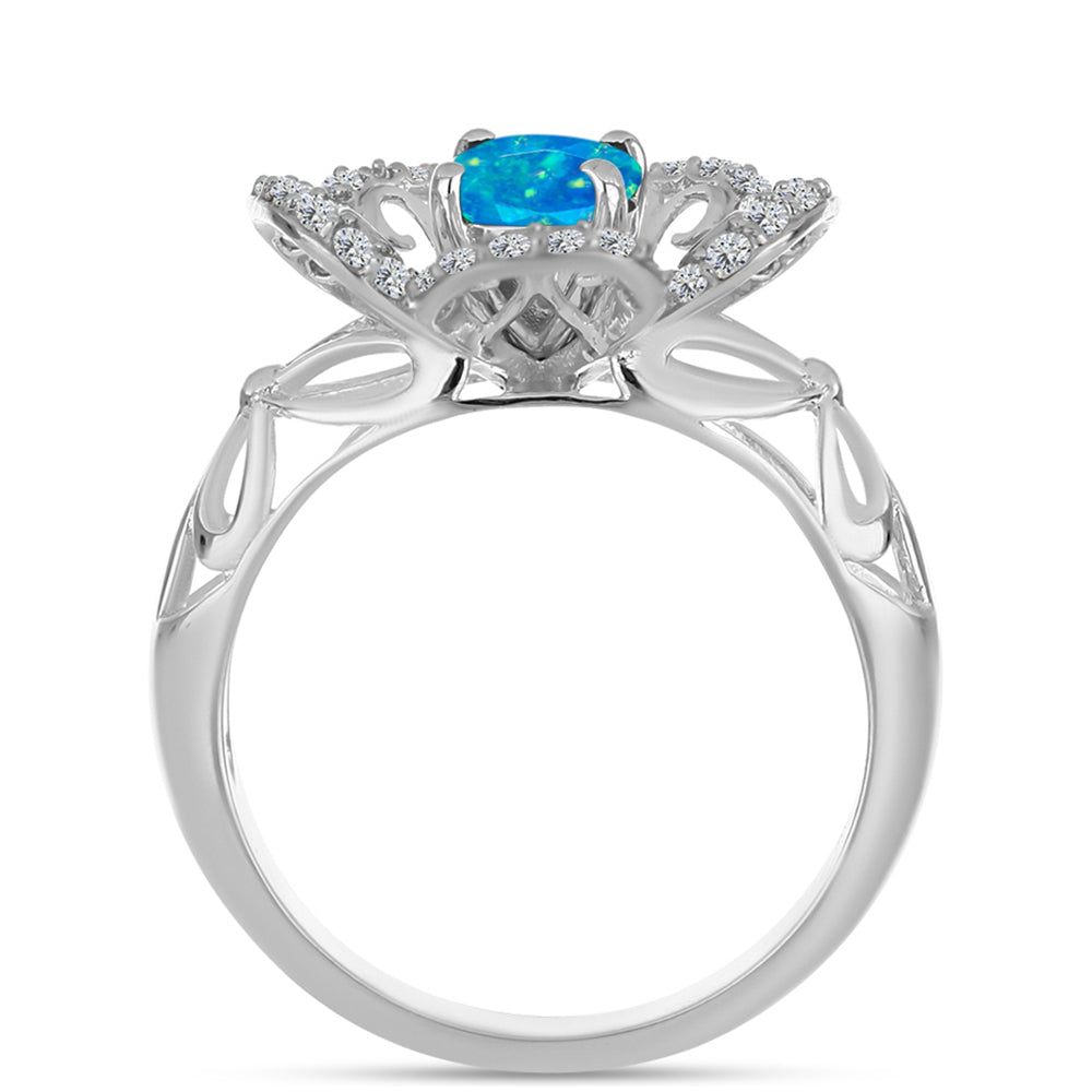 Anillo de Plata con Ópalo Azul Paraiba de Etiopía y Topacio Blanco 2 
