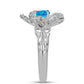 Anillo de Plata con Ópalo Azul Paraiba de Etiopía y Topacio Blanco
