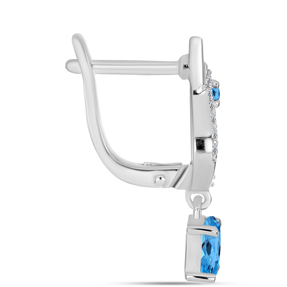Pendientes de Plata con Topacio Azul Suizo y Topacio Blanco