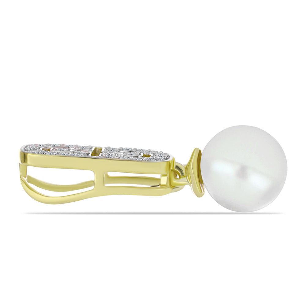 Colgante de Plata Bañada en Oro con Perla de Agua Dulce y Topacio Blanco 2 