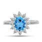 Anillo de Plata con Topacio Azul Suizo y Topacio Blanco