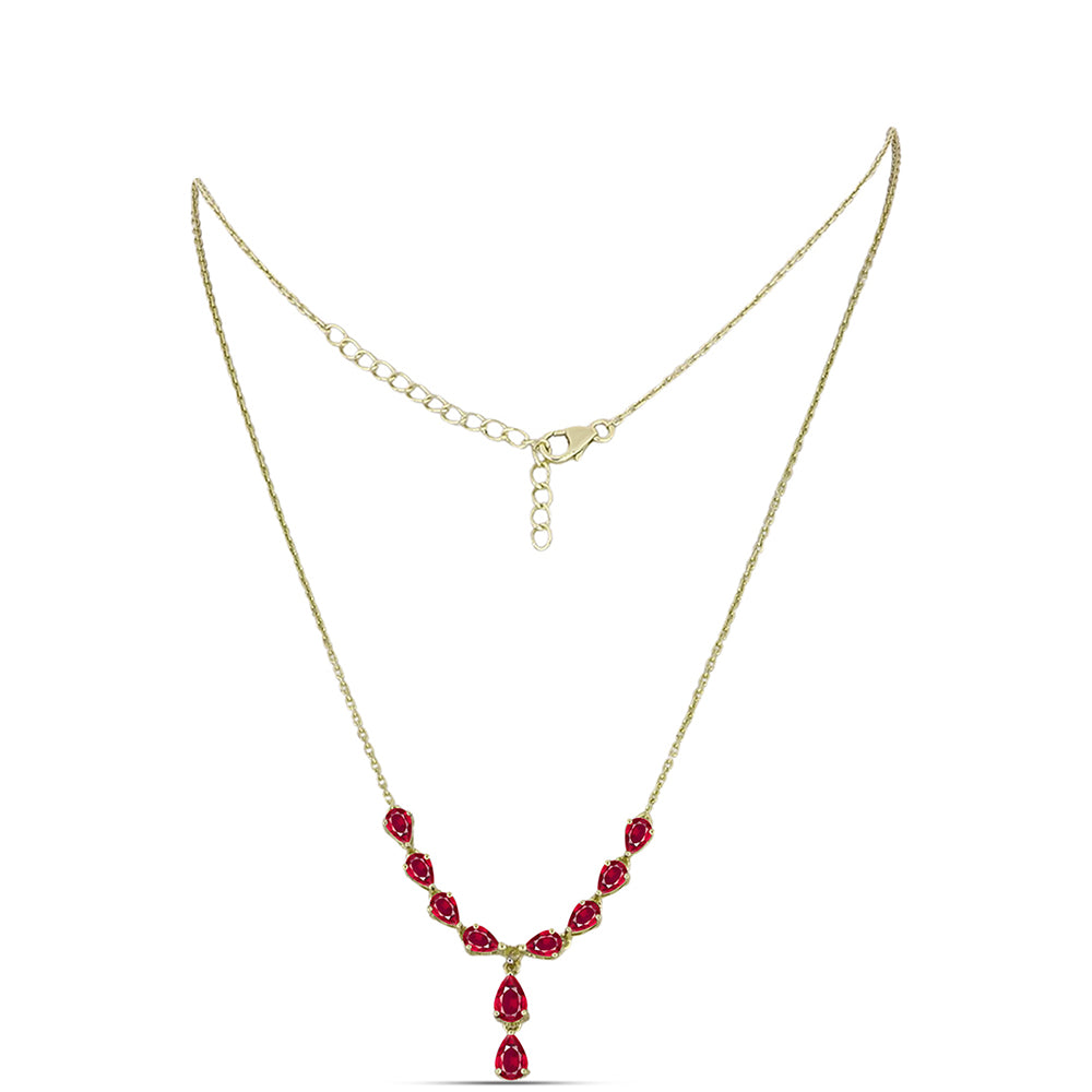 Collar de Plata Bañada en Oro con Rubí de Madagascar y Topacio Blanco 1 