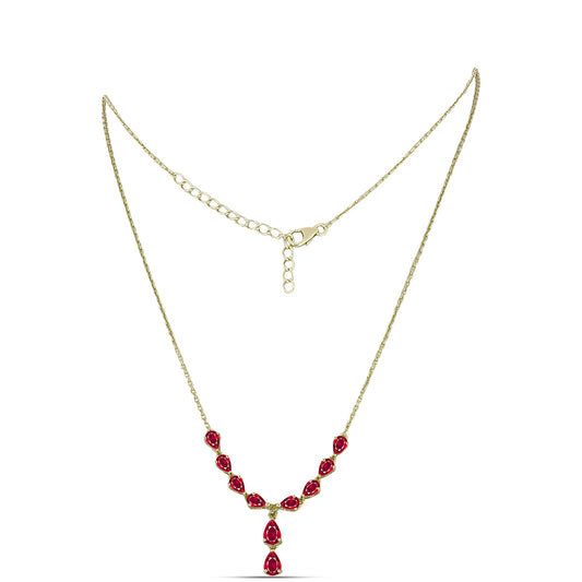Collar de Plata Bañada en Oro con Rubí de Madagascar y Topacio Blanco