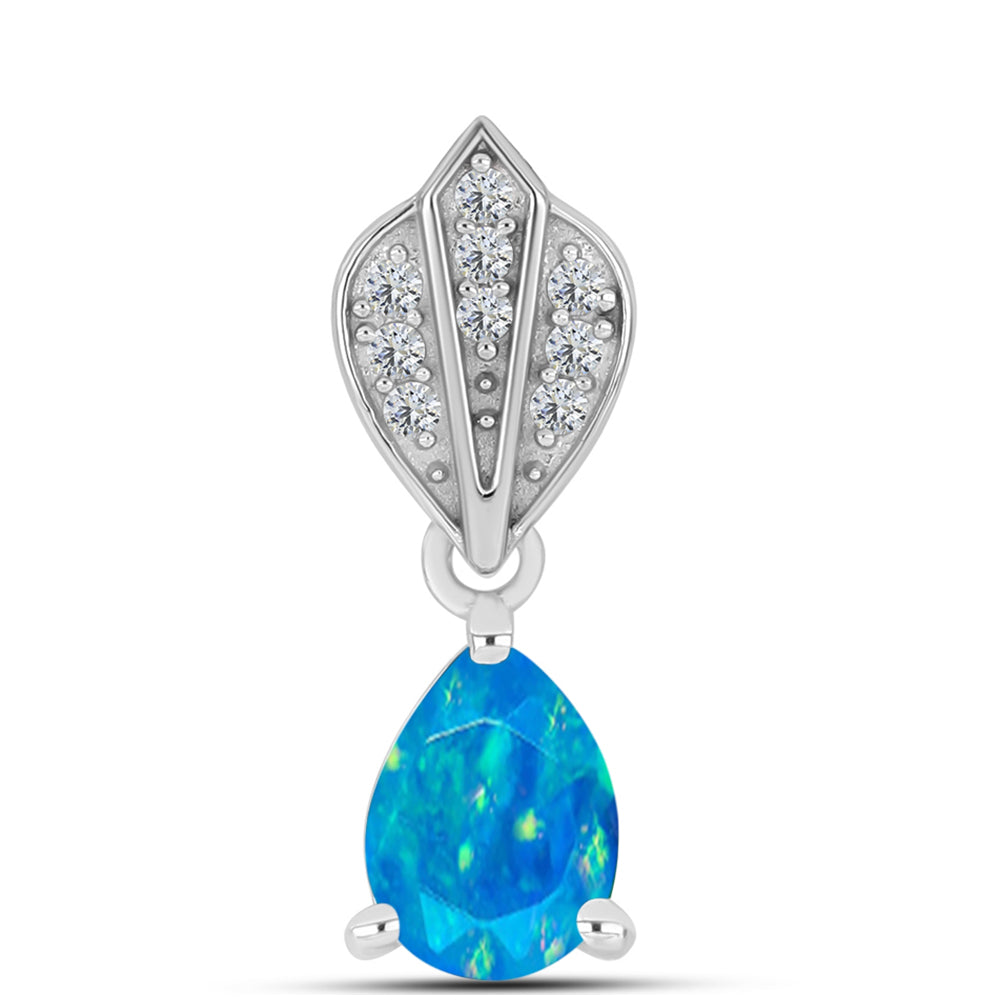 Colgante de Plata con Ópalo Azul Paraiba de Etiopía y Topacio Blanco 1 