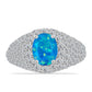Anillo de Plata con Ópalo Azul Paraiba de Etiopía y Topacio Blanco