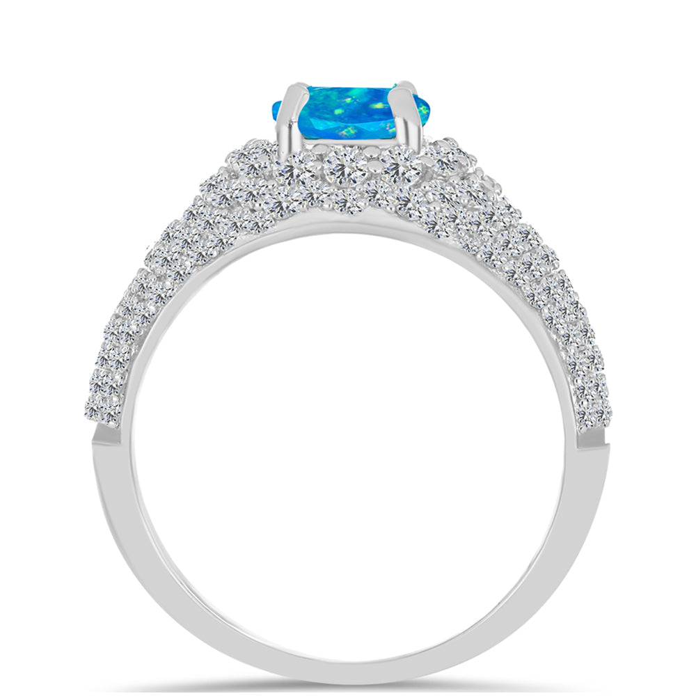 Anillo de Plata con Ópalo Azul Paraiba de Etiopía y Topacio Blanco