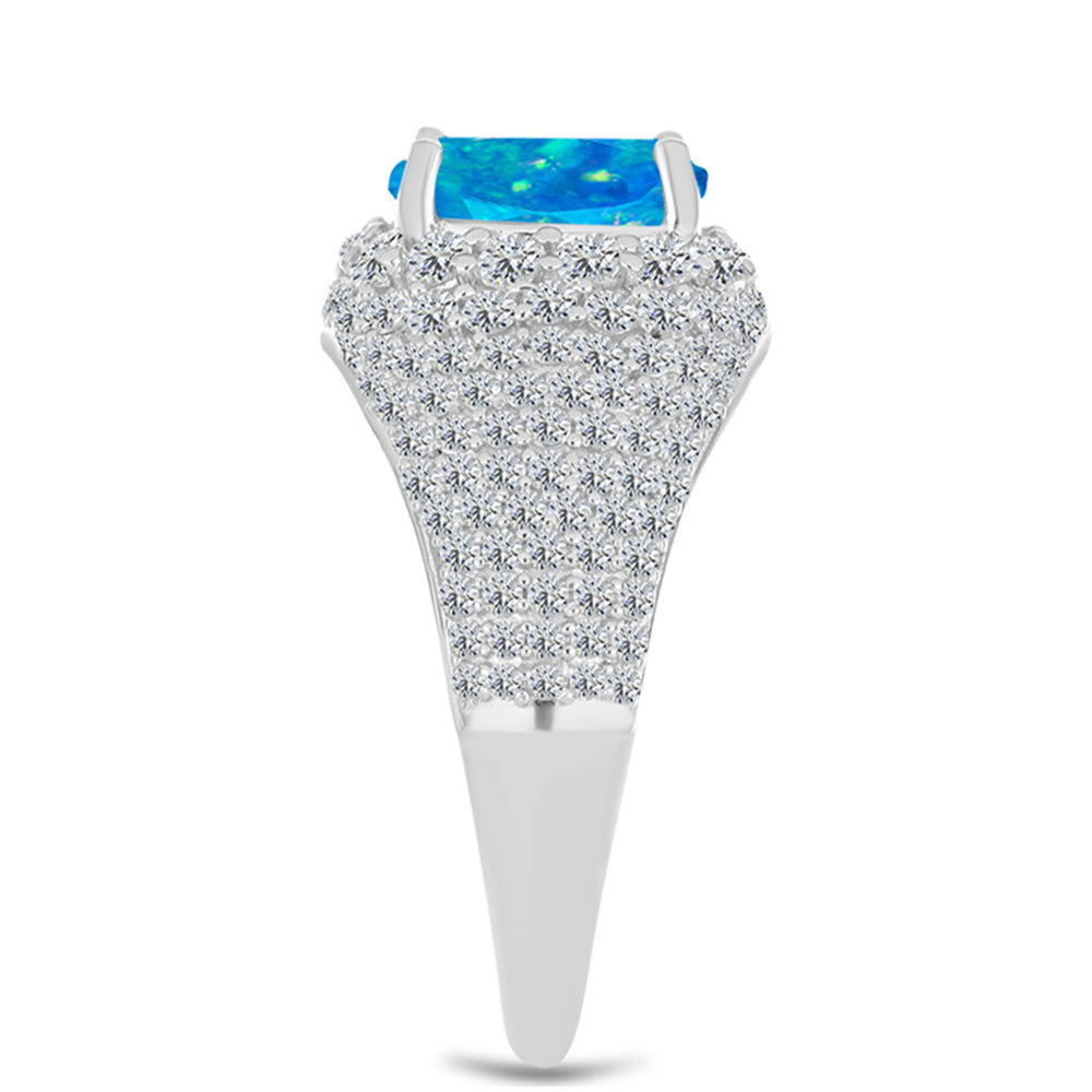 Anillo de Plata con Ópalo Azul Paraiba de Etiopía y Topacio Blanco 4 
