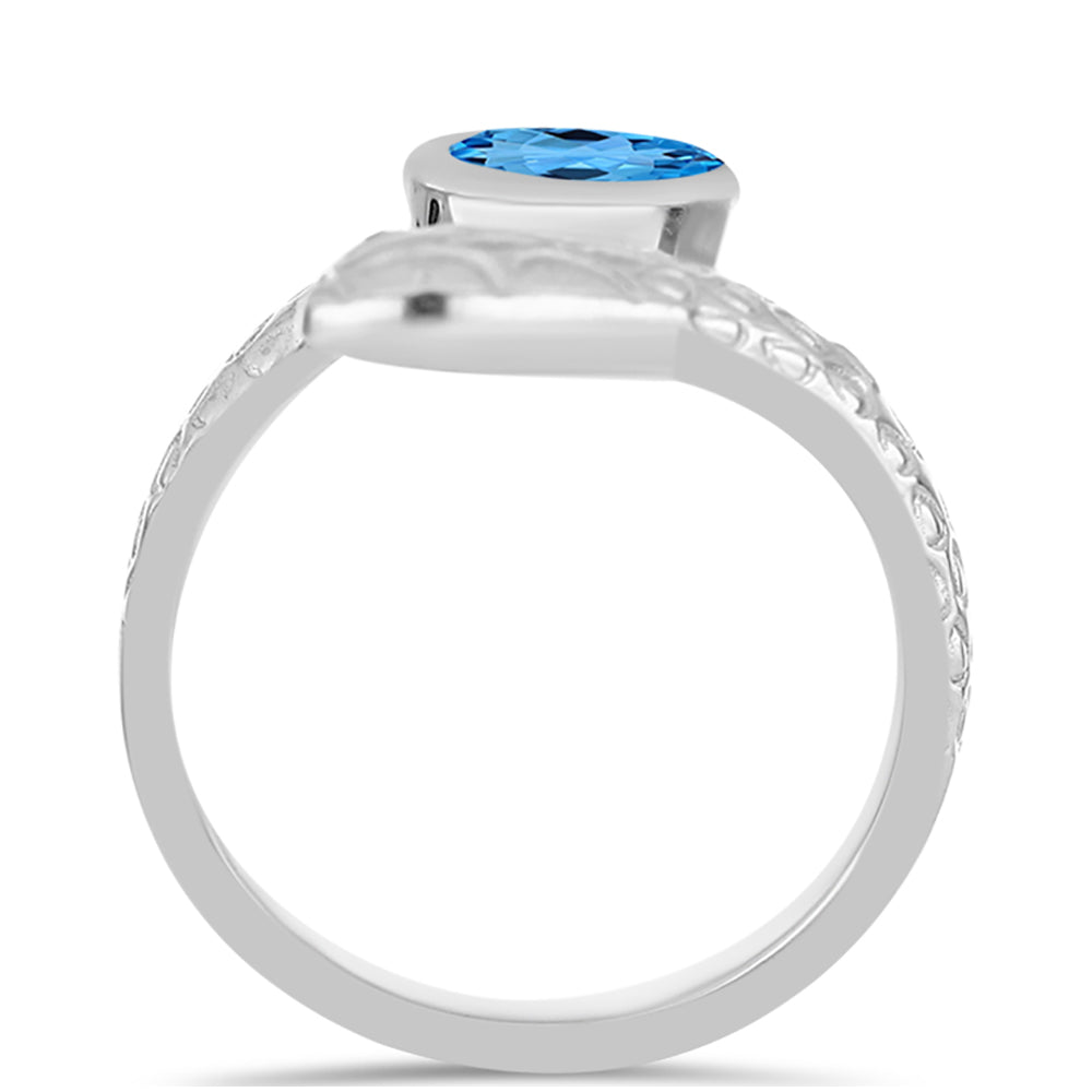 Anillo de Plata con Topacio Azul Suizo 2 