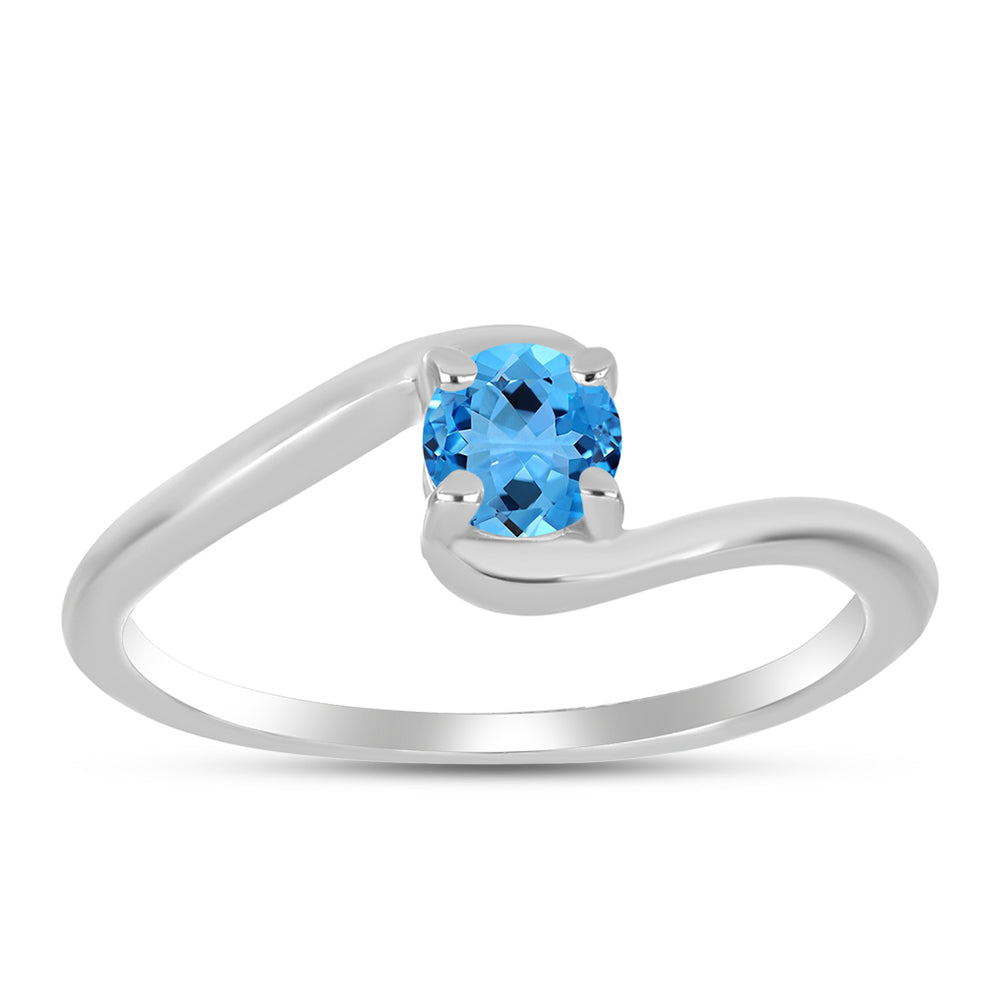 Anillo de Plata con Topacio Azul Suizo