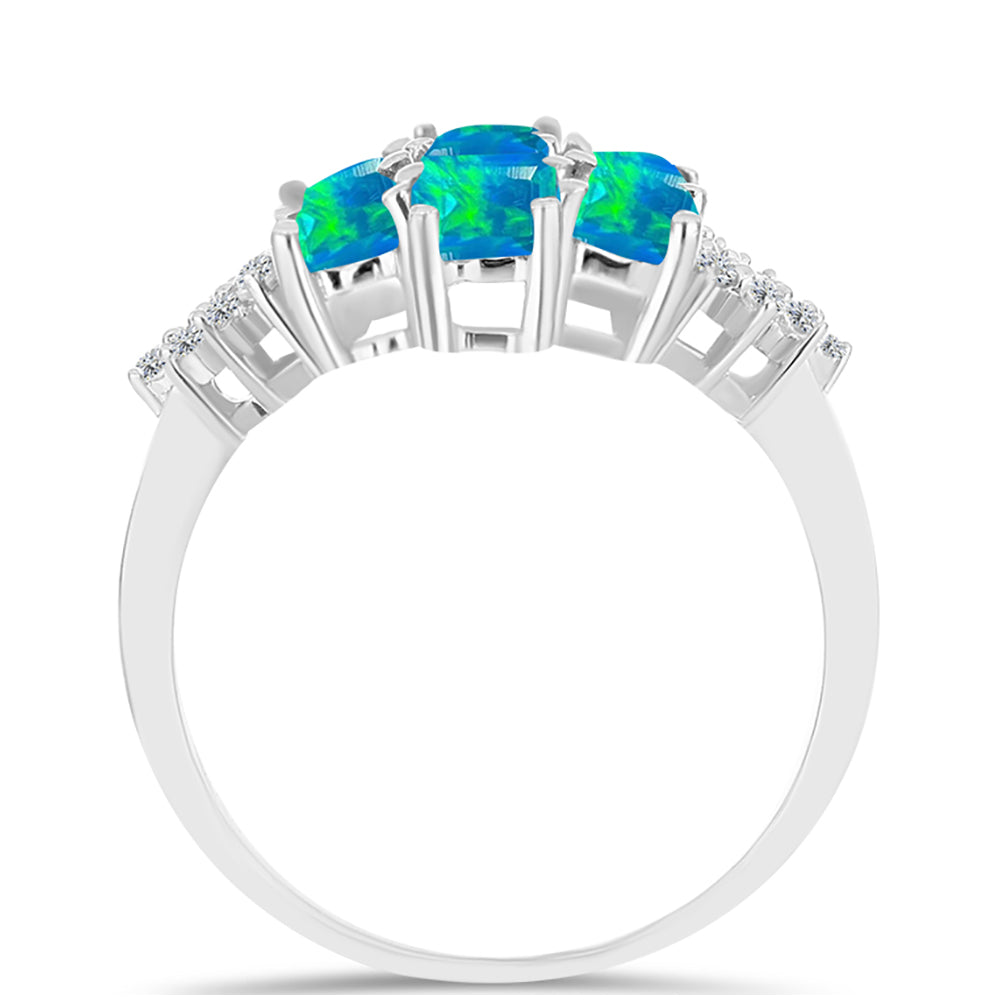 Anillo de Plata con Ópalo Azul Paraiba de Etiopía y Topacio Blanco 2 