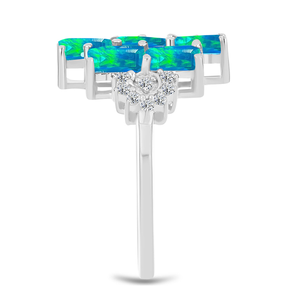 Anillo de Plata con Ópalo Azul Paraiba de Etiopía y Topacio Blanco 4 