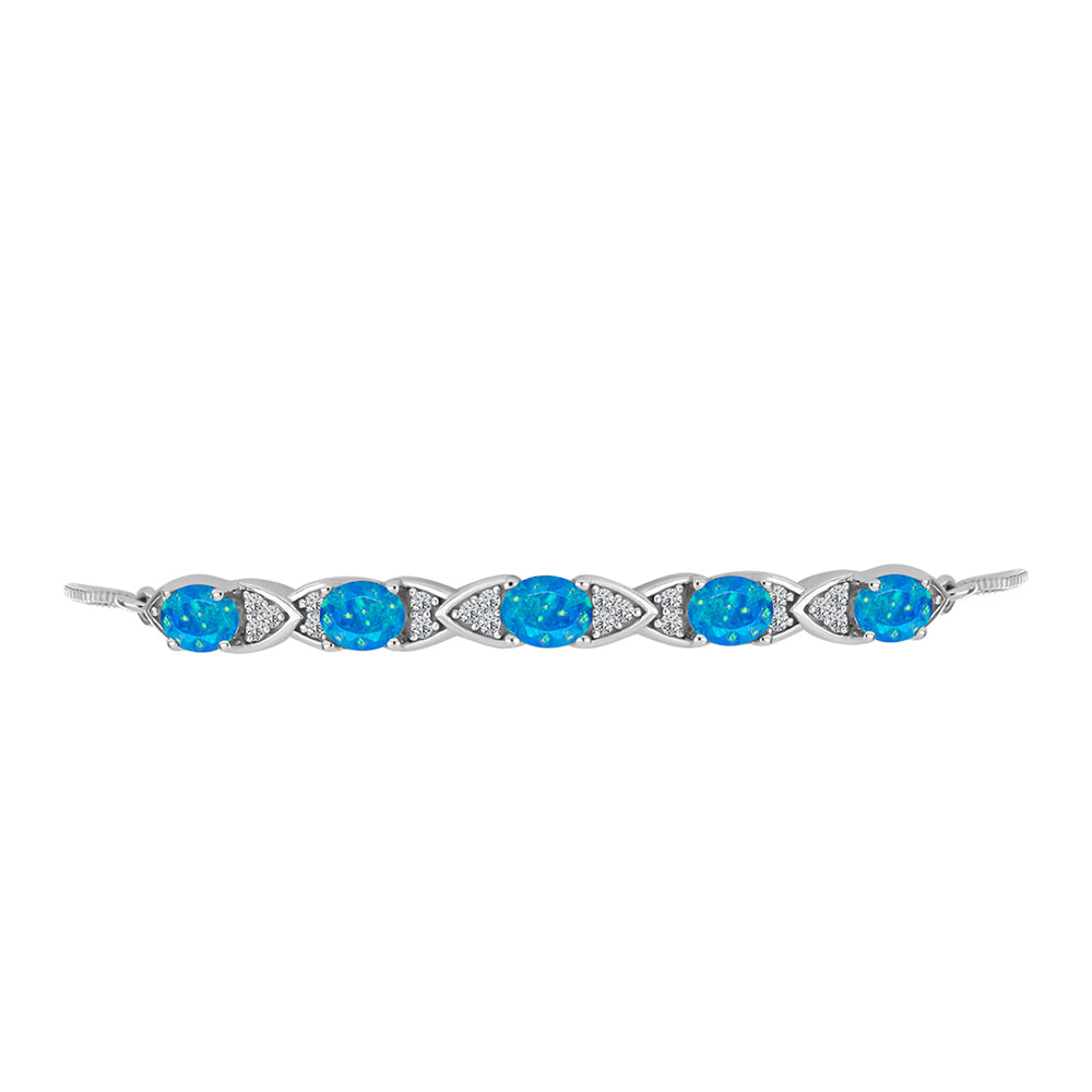 Pulsera de Plata con Ópalo Azul Paraiba de Etiopía y Topacio Blanco 2 