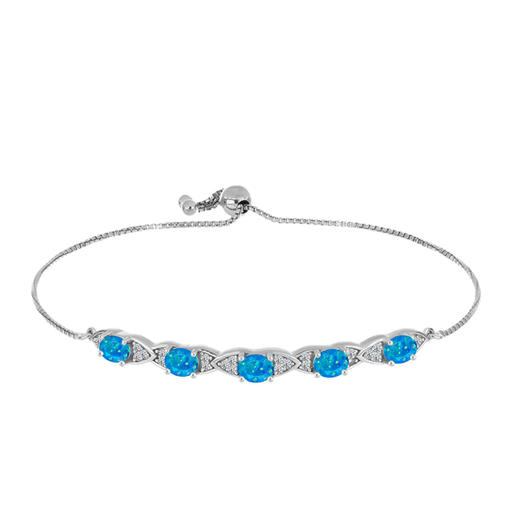 Pulsera de Plata con Ópalo Azul Paraiba de Etiopía y Topacio Blanco