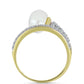 Anillo de Plata Bañada en Oro con Perla de Agua Dulce y Topacio Blanco