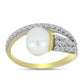 Anillo de Plata Bañada en Oro con Perla de Agua Dulce y Topacio Blanco