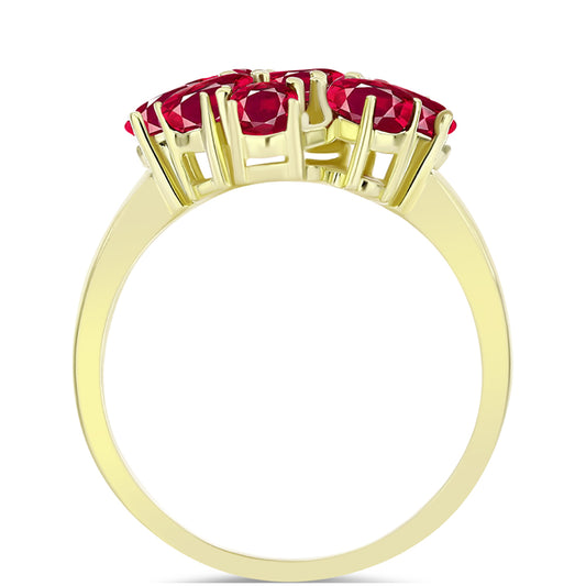 Anillo de Plata Bañada en Oro con Rubí de Madagascar