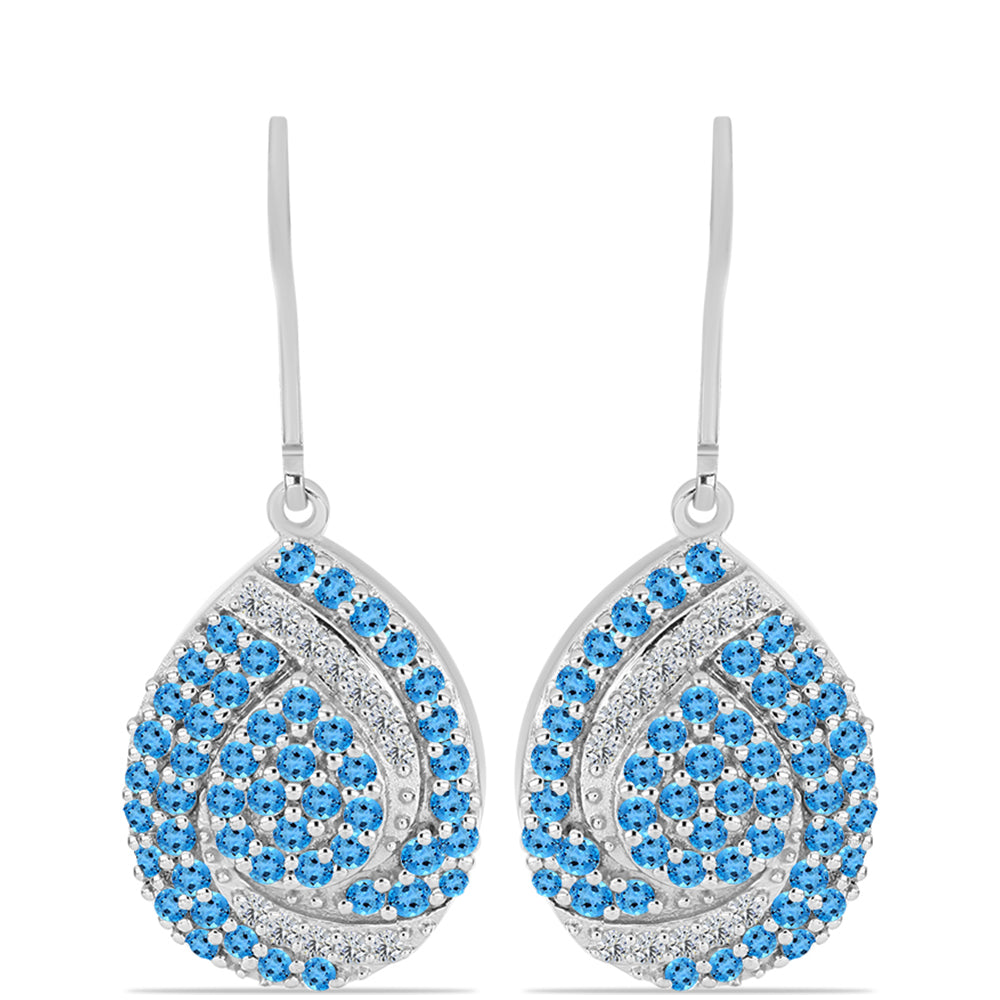 Pendientes de Plata con Topacio Azul Suizo y Topacio Blanco 1 